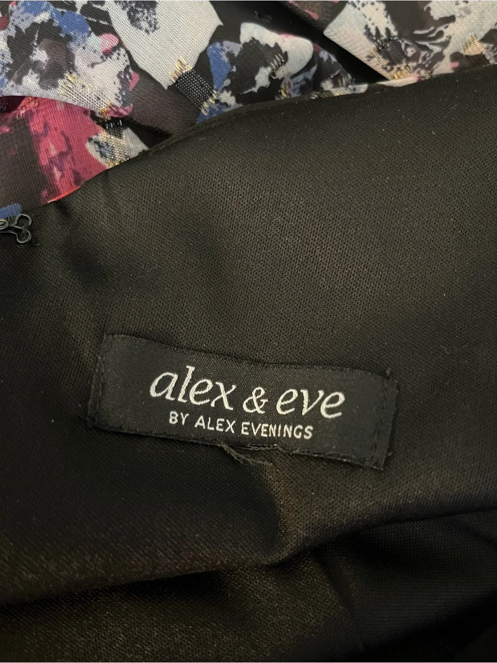 alex & eve Black Maxi Dress with Pink & Grey Floral Print with Gold Accents - Picture 4 of 6